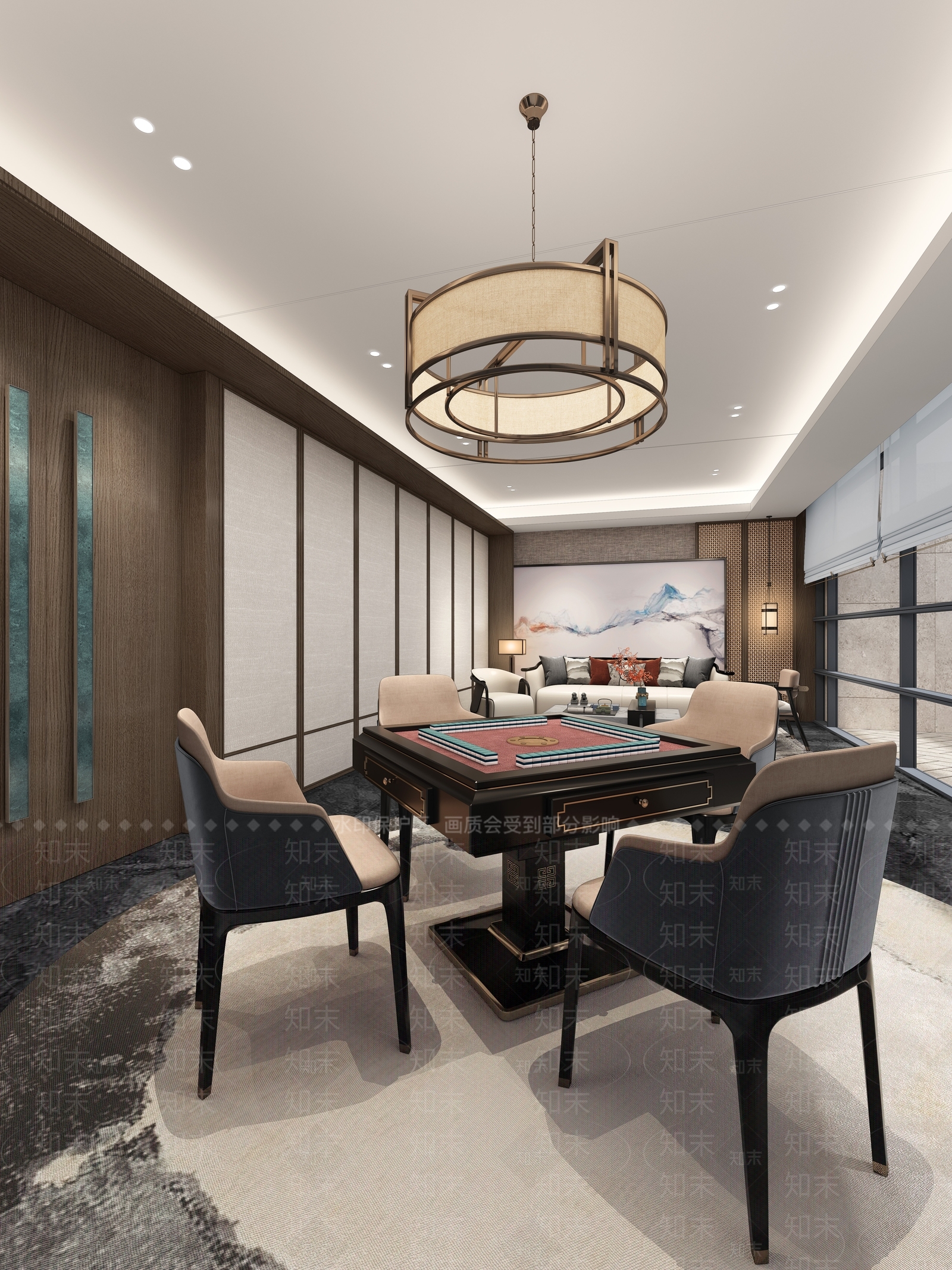 中式棋牌室3D模型下载【ID:1135495521】