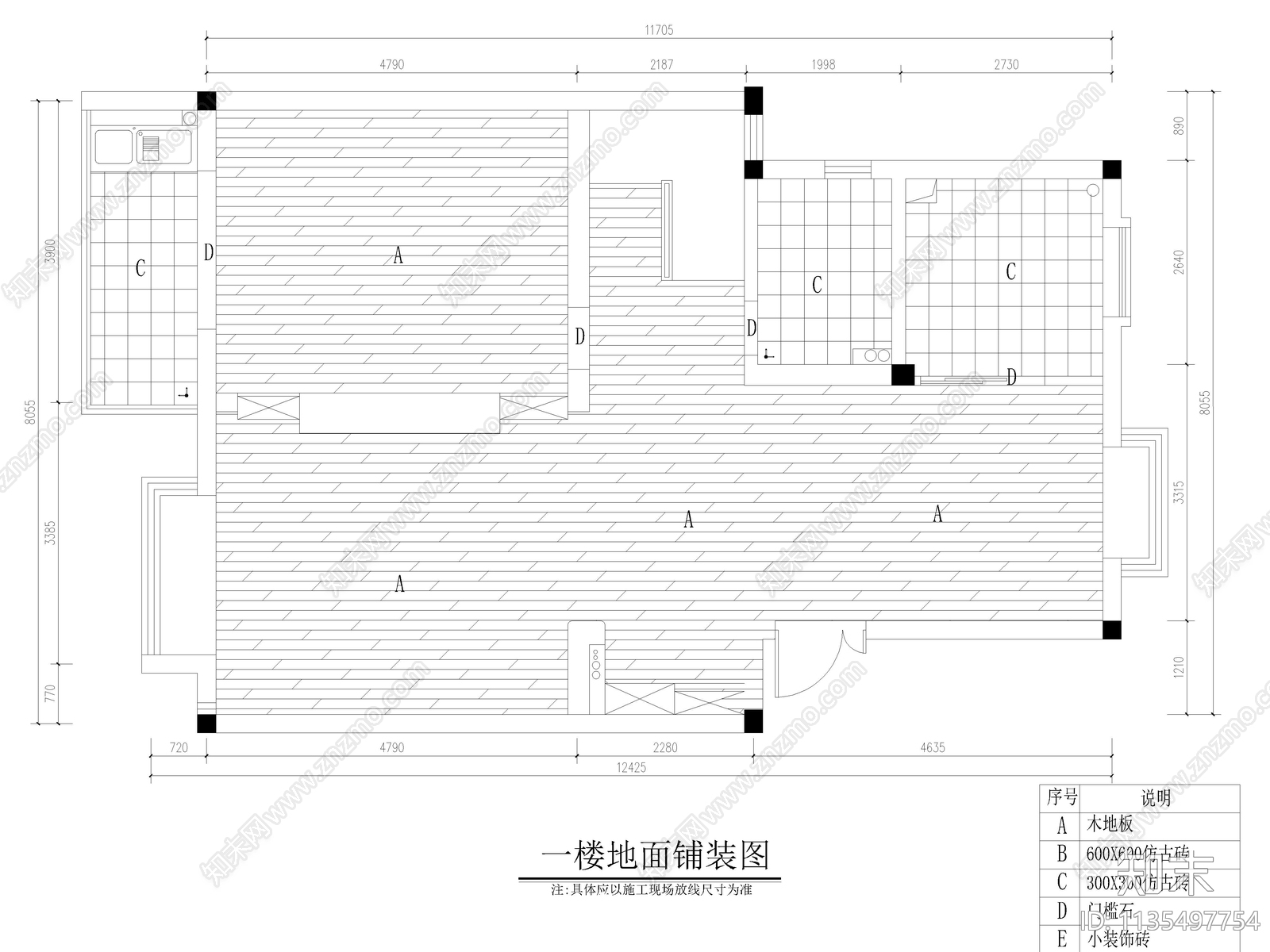 公寓家装详图cad施工图下载【ID:1135497754】