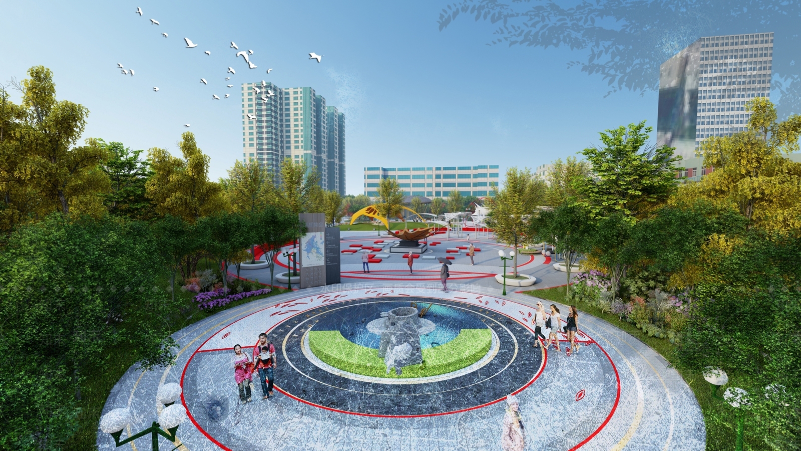 现代景观公园SU模型下载【ID:1135501449】