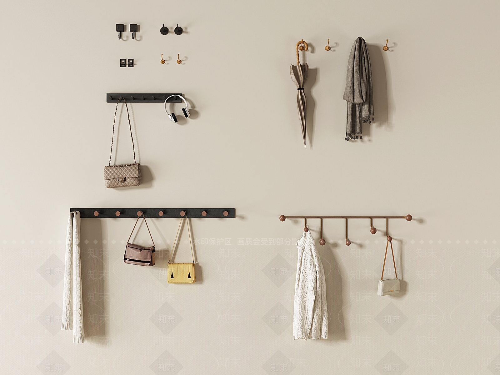 现代挂衣钩SU模型下载【ID:1135506987】