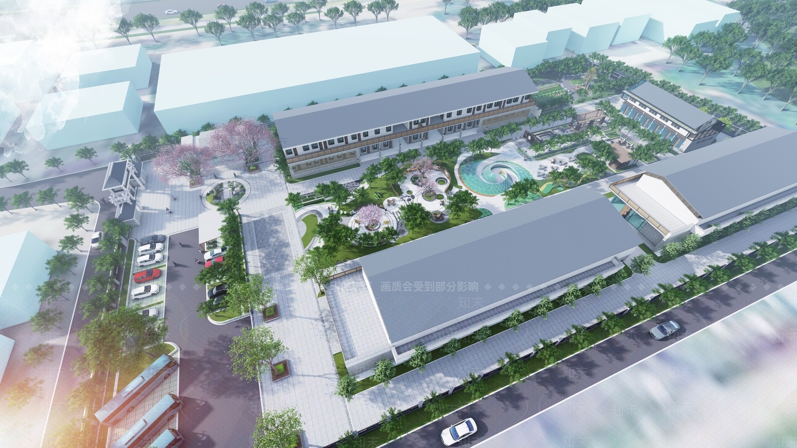 新中式乡村公园SU模型下载【ID:1135507874】