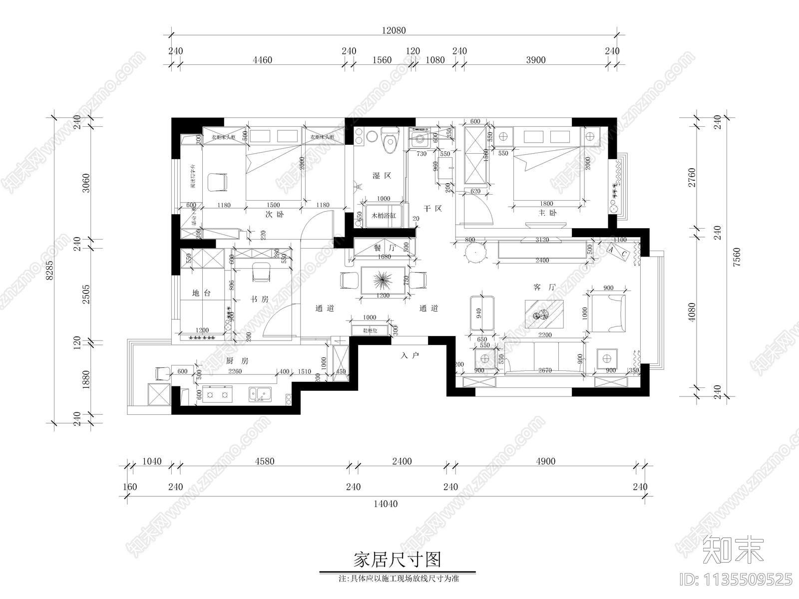 地中海家装CADcad施工图下载【ID:1135509525】