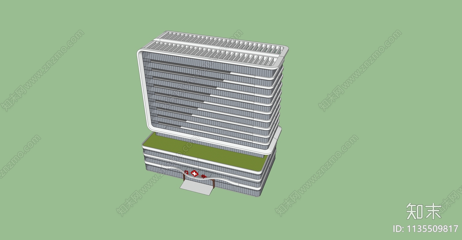 现代医院病房楼SU模型下载【ID:1135509817】