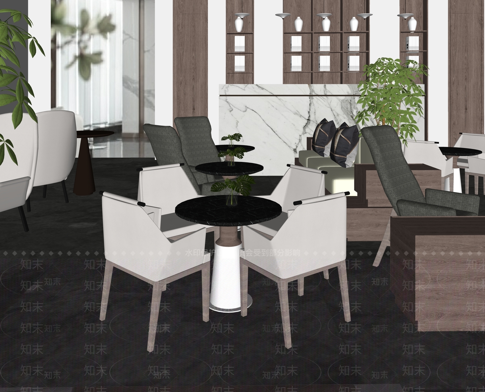 新中式售楼处SU模型下载【ID:1135510849】