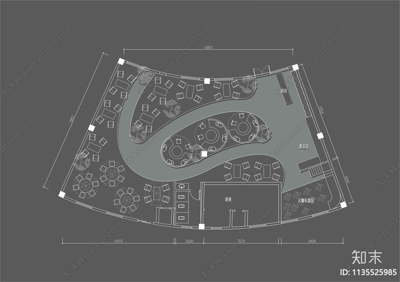 200㎡露营风火锅店平面布置图施工图下载【ID:1135525985】
