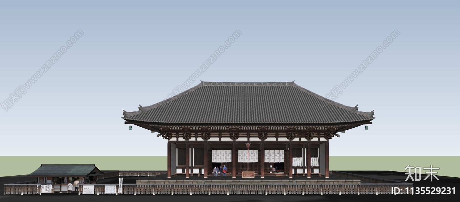 中式寺庙建筑SU模型下载【ID:1135529231】