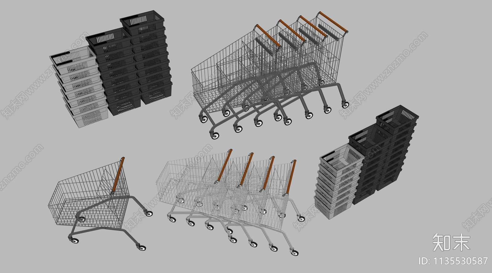现代购物车SU模型下载【ID:1135530587】