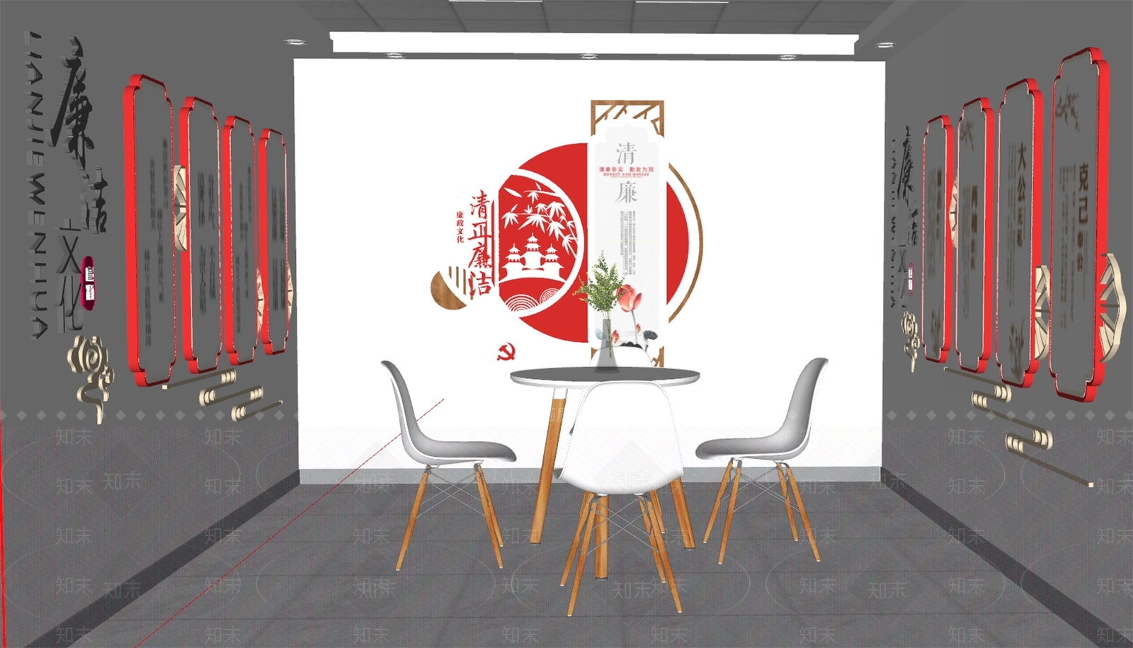 新中式休息区SU模型下载【ID:1135536421】
