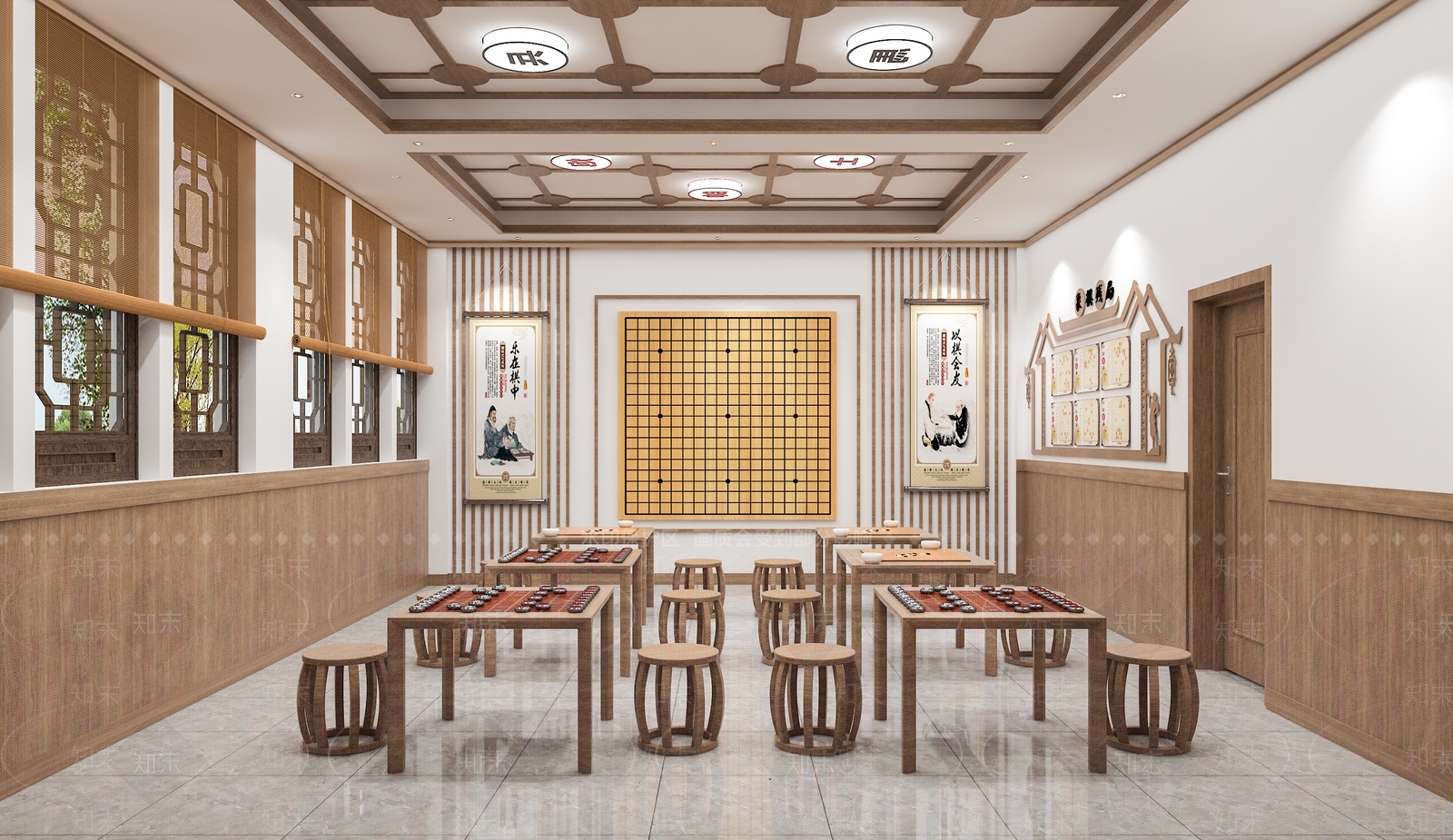 新中式棋牌室SU模型下载【ID:1135537414】