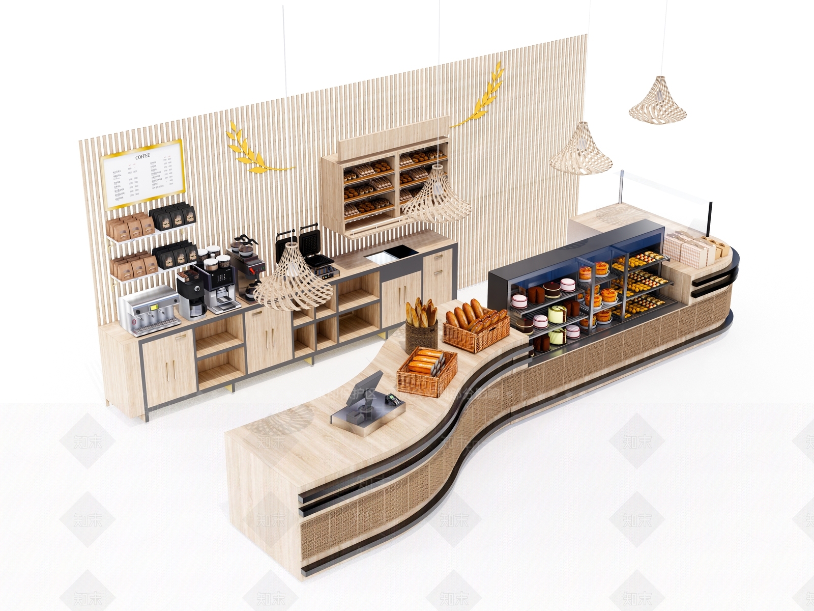 现代甜品面包店收银台SU模型下载【ID:1135545083】