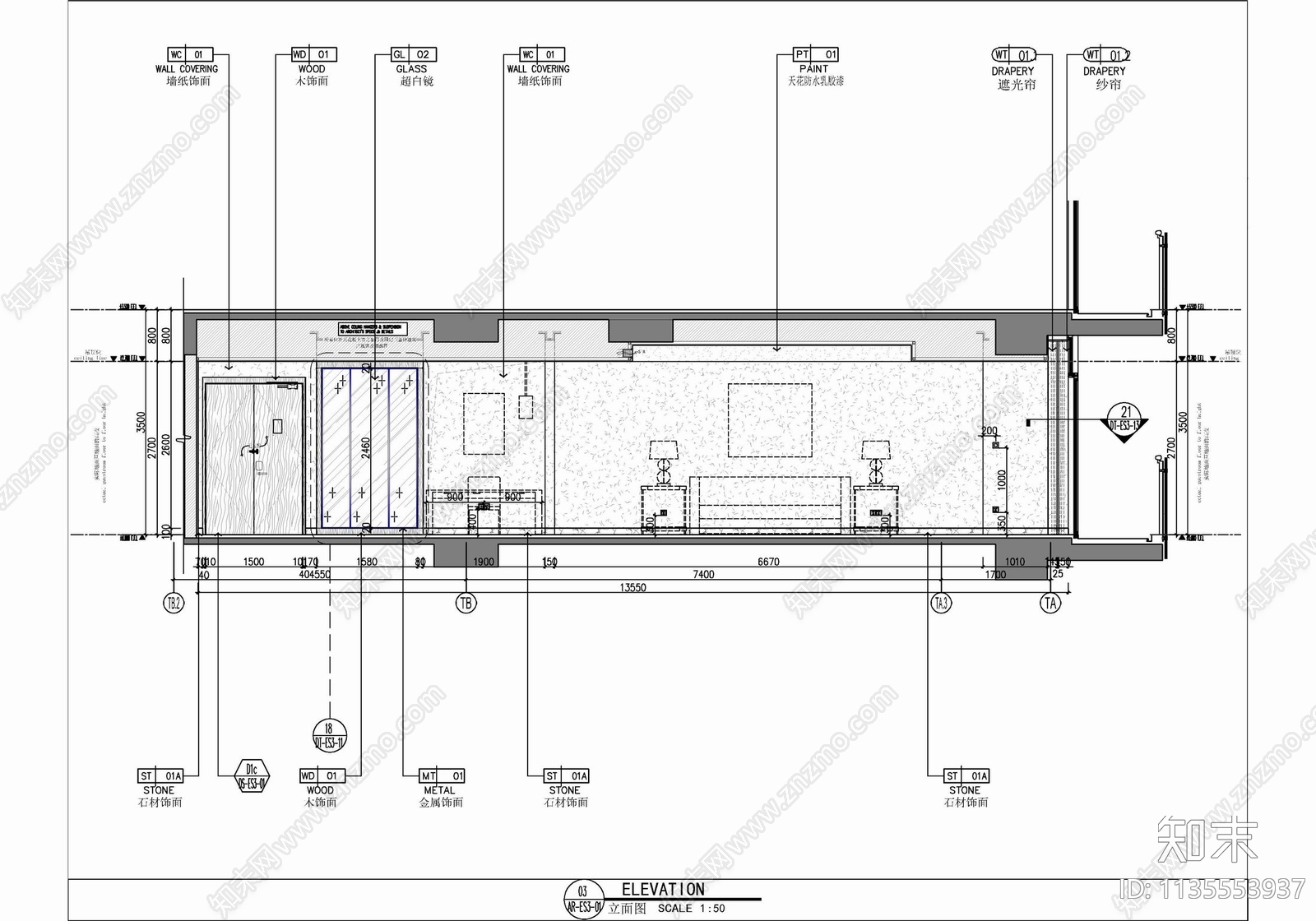 150㎡酒店豪华套房室内cad施工图下载【ID:1135553937】