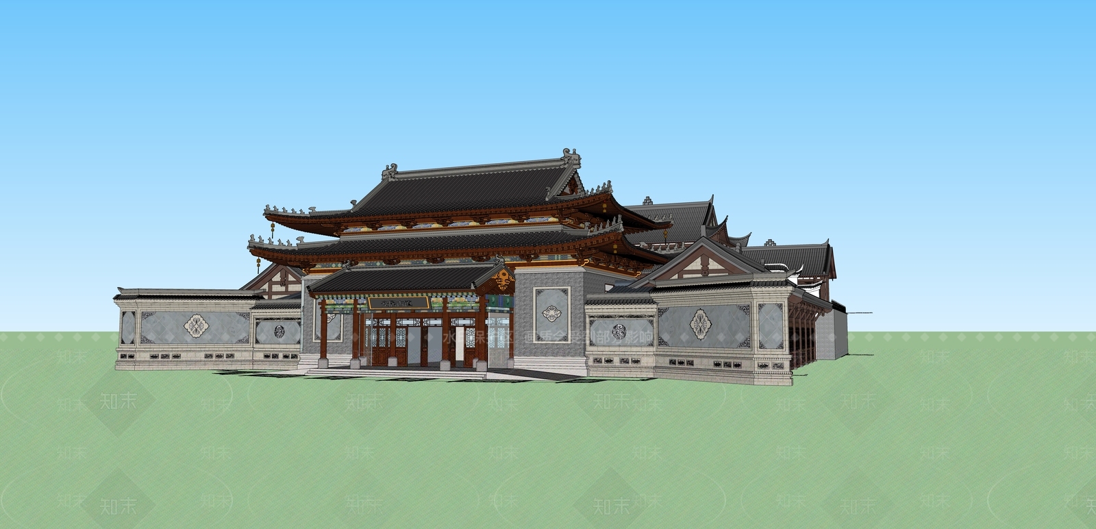 中式游客中心SU模型下载【ID:1135558073】