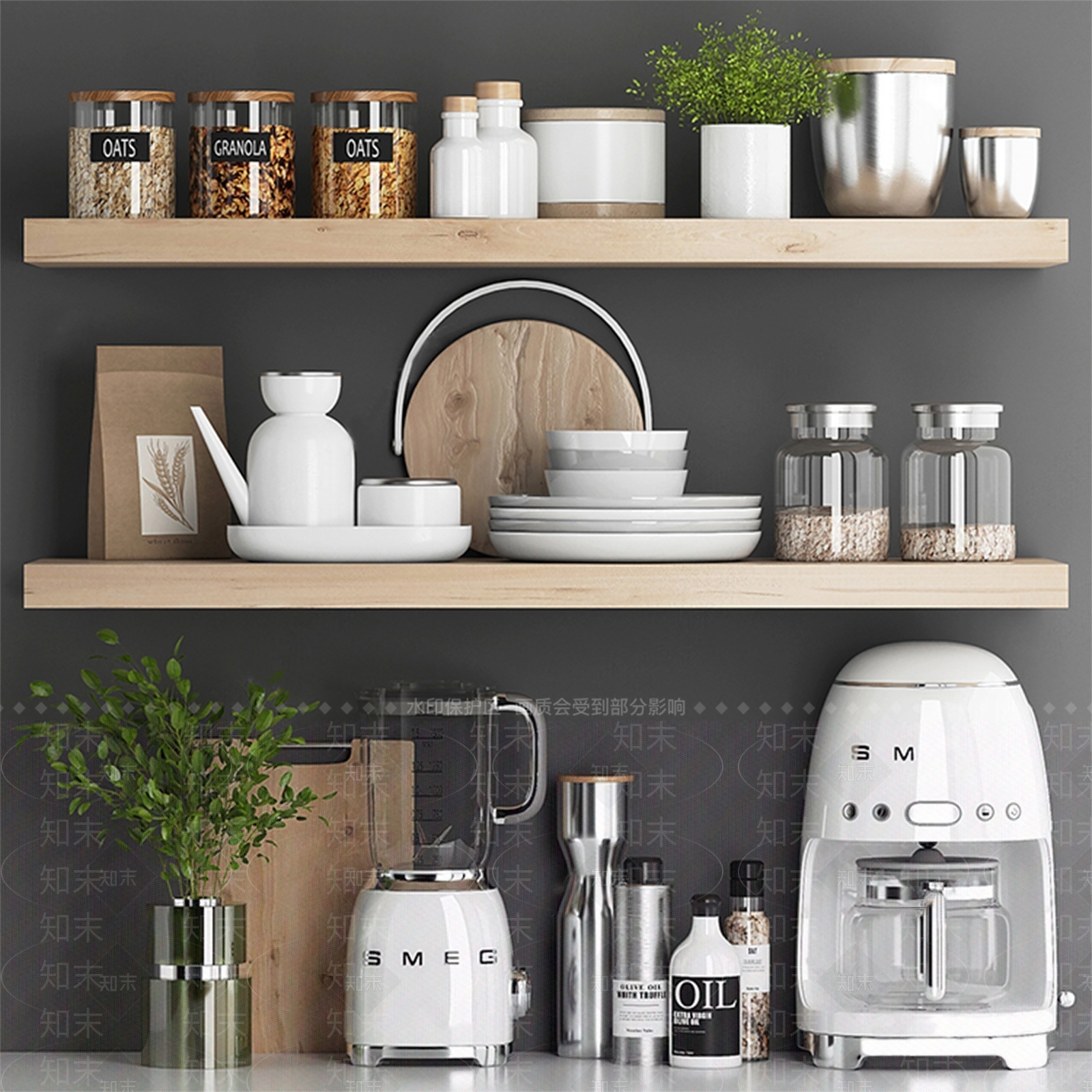 厨房用品组合SU模型下载【ID:1135564192】