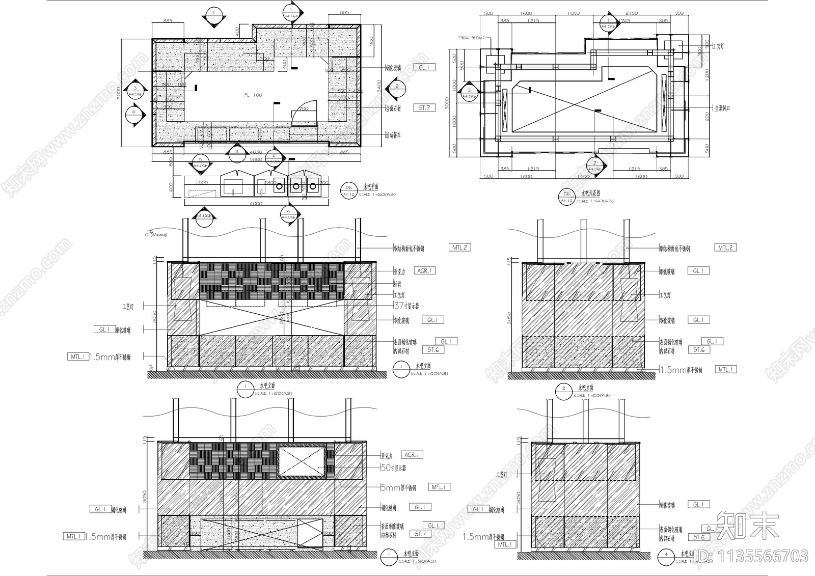 水吧小吃岛详图施工图下载【ID:1135566703】