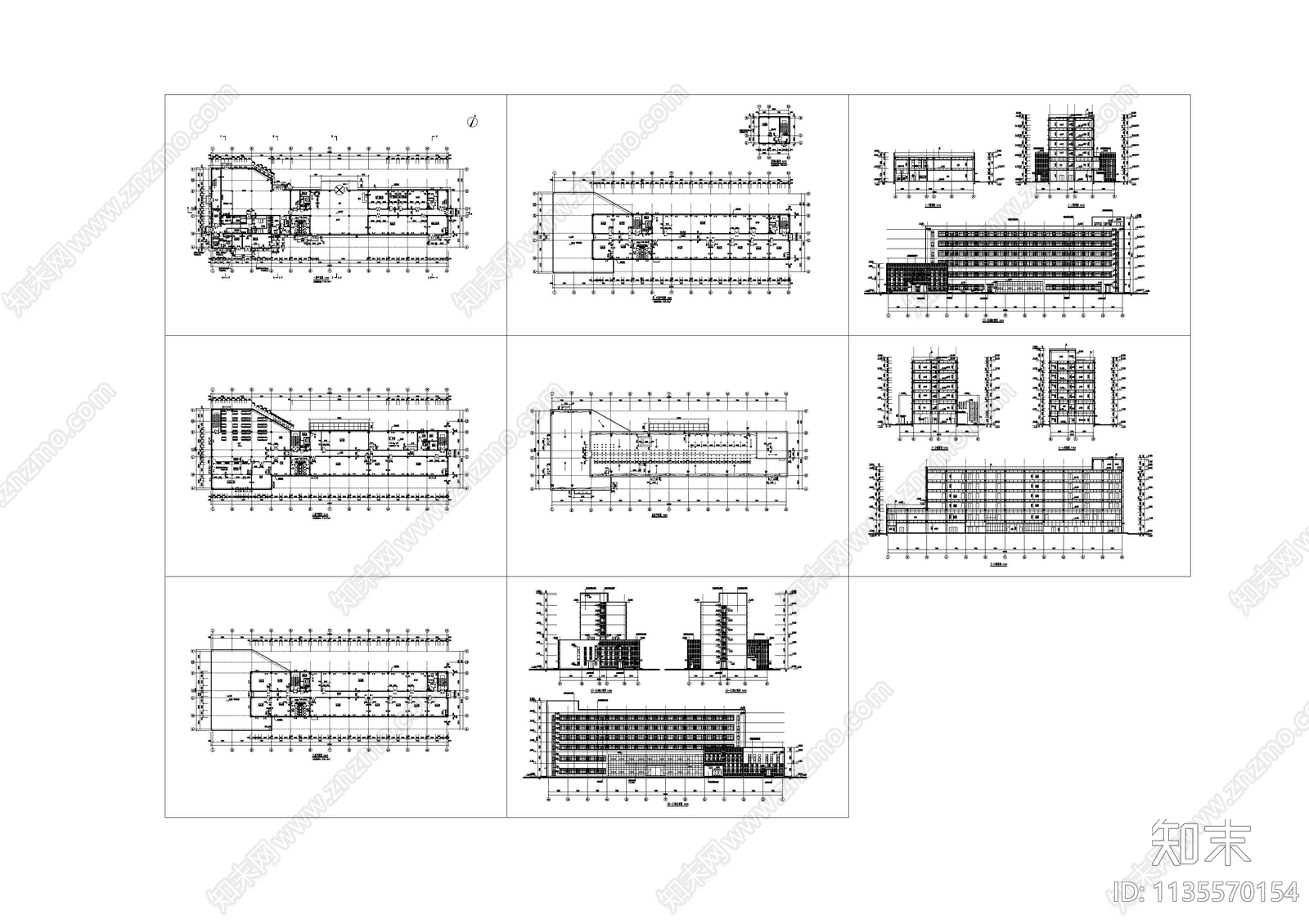 研发办公楼建筑cad施工图下载【ID:1135570154】