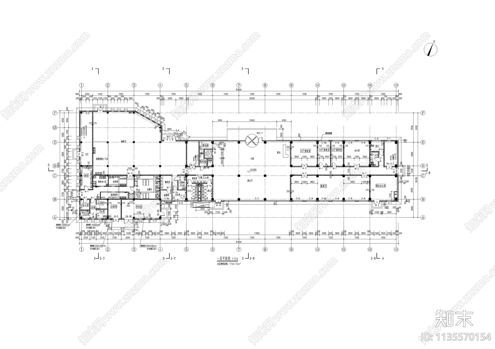 研发办公楼建筑cad施工图下载【ID:1135570154】