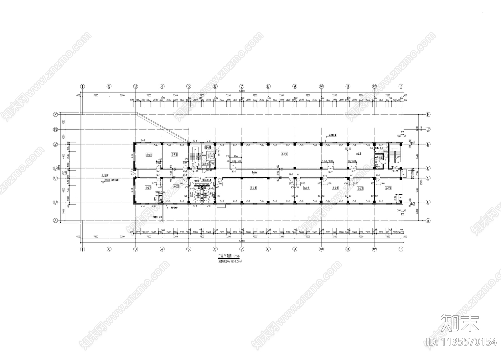 研发办公楼建筑cad施工图下载【ID:1135570154】
