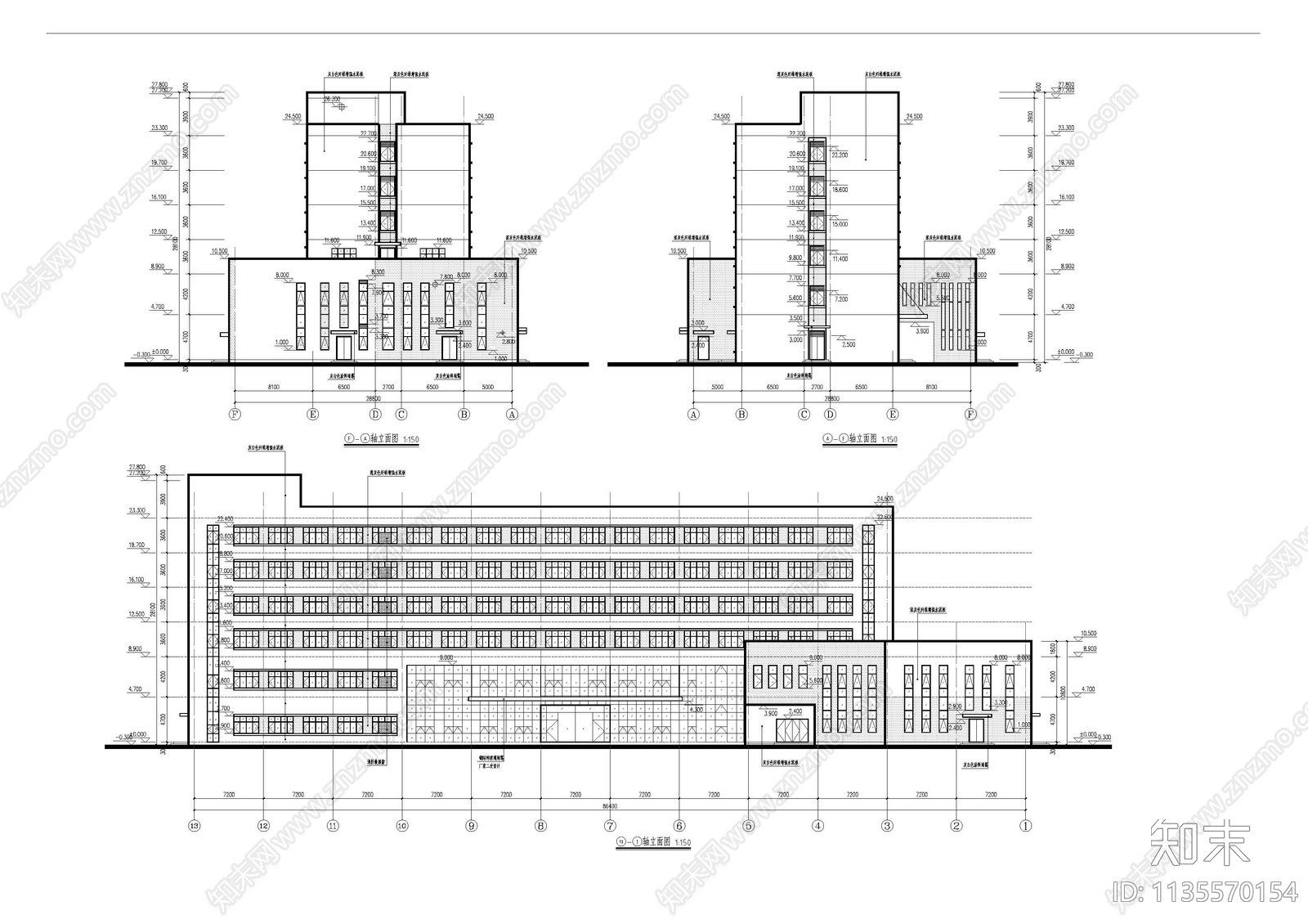 研发办公楼建筑cad施工图下载【ID:1135570154】
