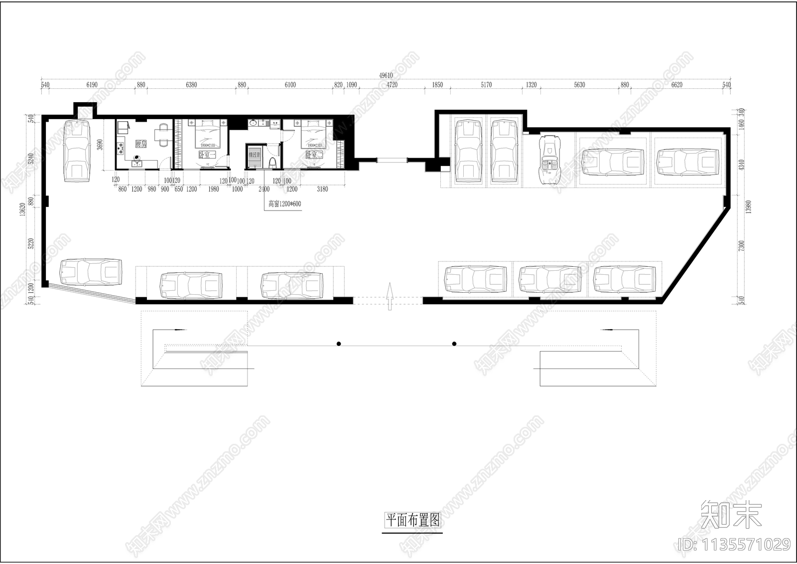 居住区车库装修cad施工图下载【ID:1135571029】