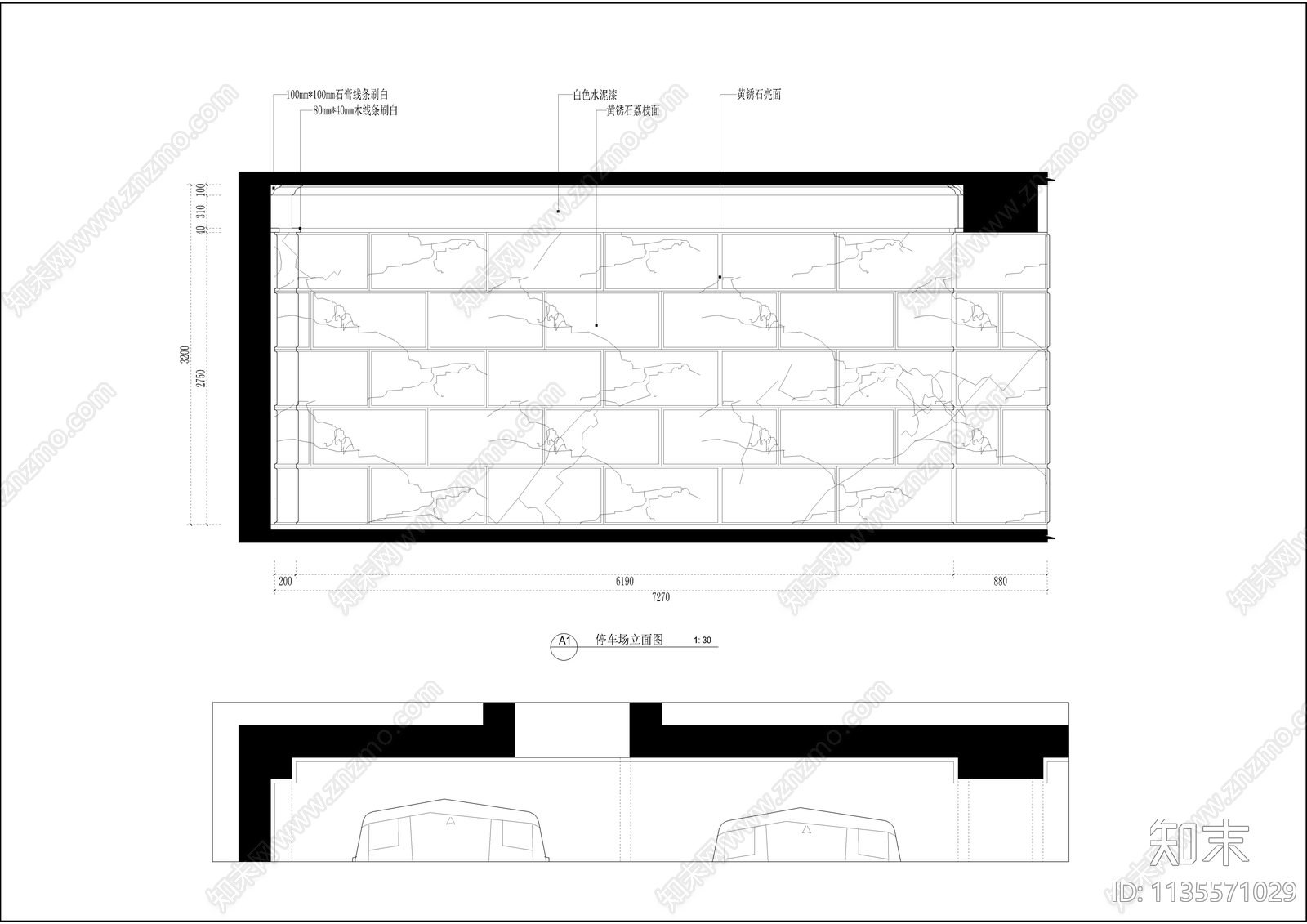 居住区车库装修cad施工图下载【ID:1135571029】