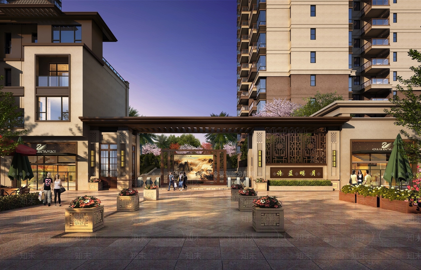 新中式小区大门入口3D模型下载【ID:1135573921】