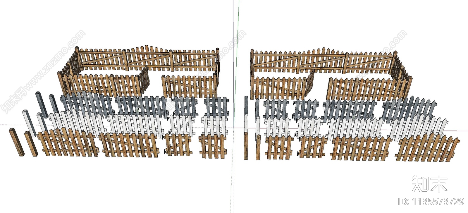 现代木栅栏SU模型下载【ID:1135573729】
