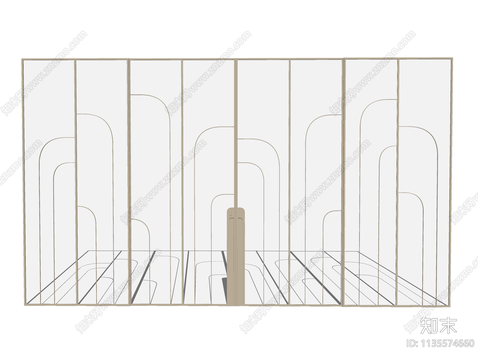 现代艺术推拉门SU模型下载【ID:1135574660】