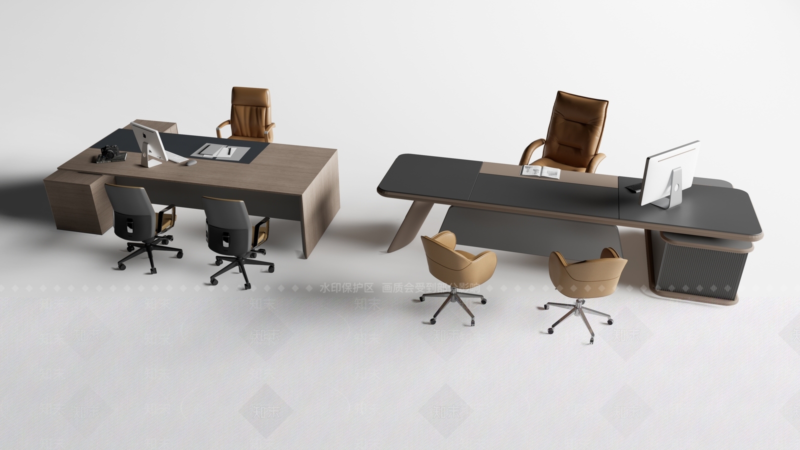 现代办公桌椅组合3D模型下载【ID:1135583115】