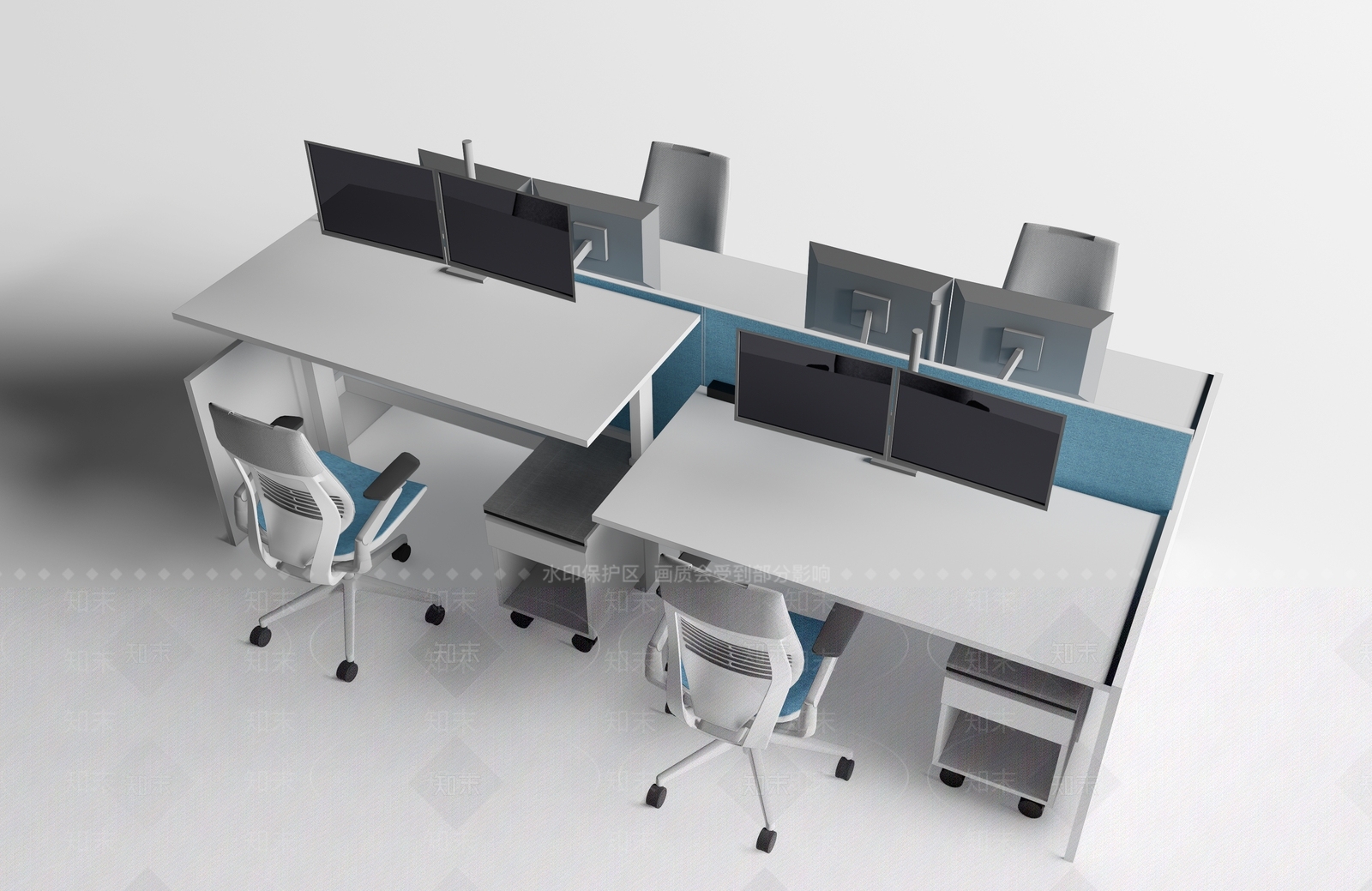 现代办公桌椅组合3D模型下载【ID:1135583441】