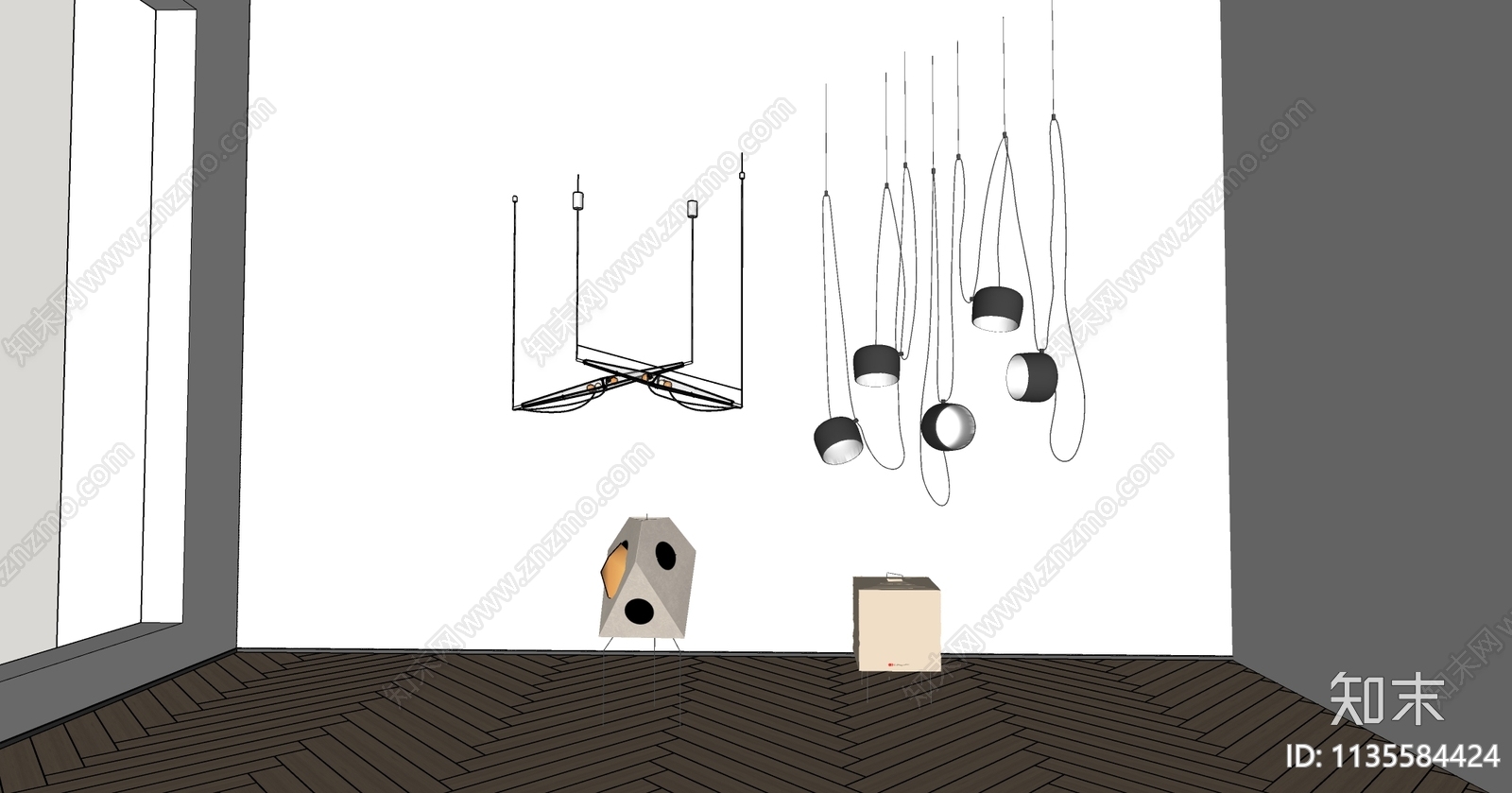 现代灯具组合SU模型下载【ID:1135584424】