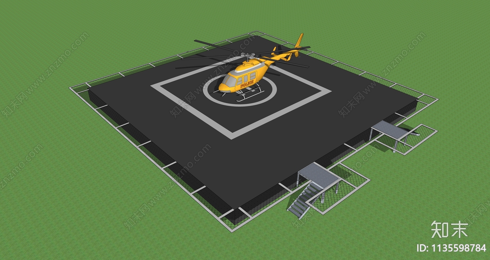 直升机停机坪SU模型下载【ID:1135598784】
