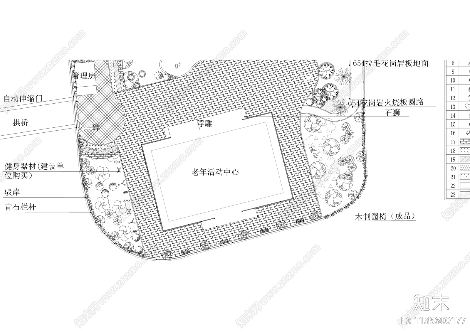 公园绿化总平面图cad施工图下载【ID:1135600177】