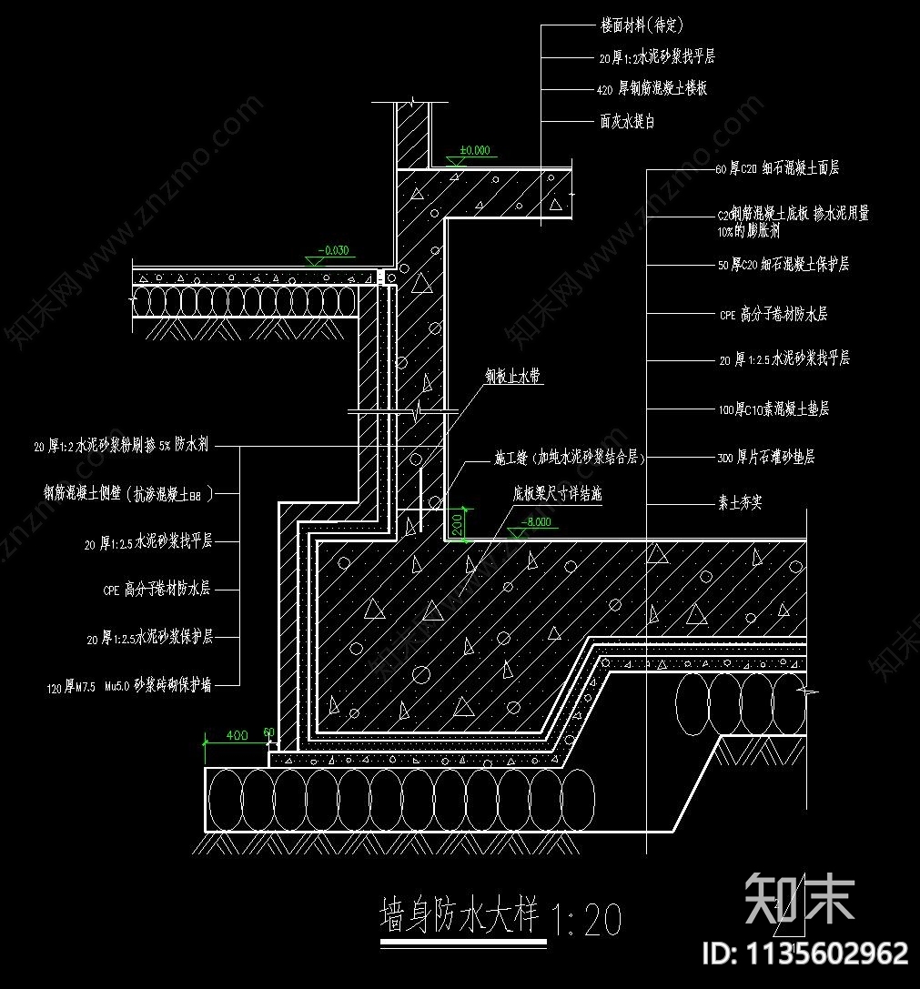 各种防水CAD节点大样cad施工图下载【ID:1135602962】