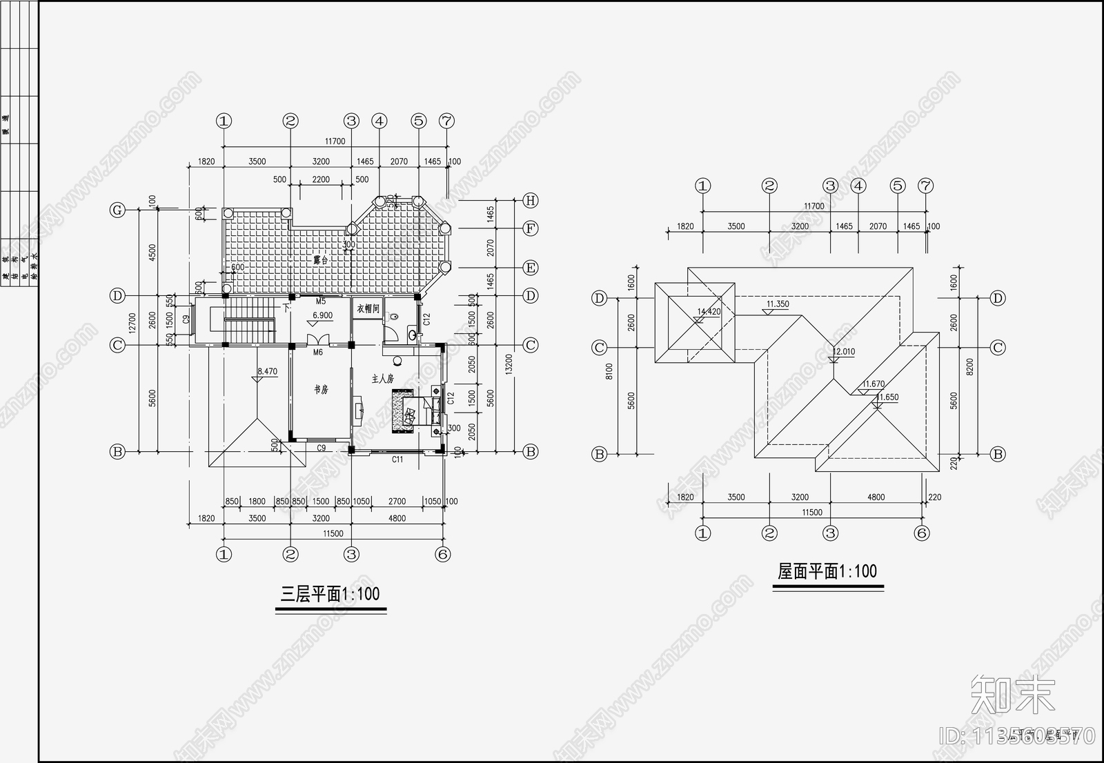 欧式简约别墅设计cad施工图下载【ID:1135603570】