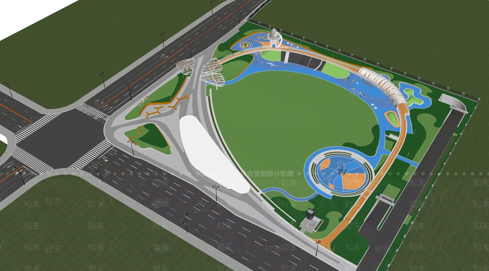 现代环线体育公园SU模型下载【ID:1135605250】
