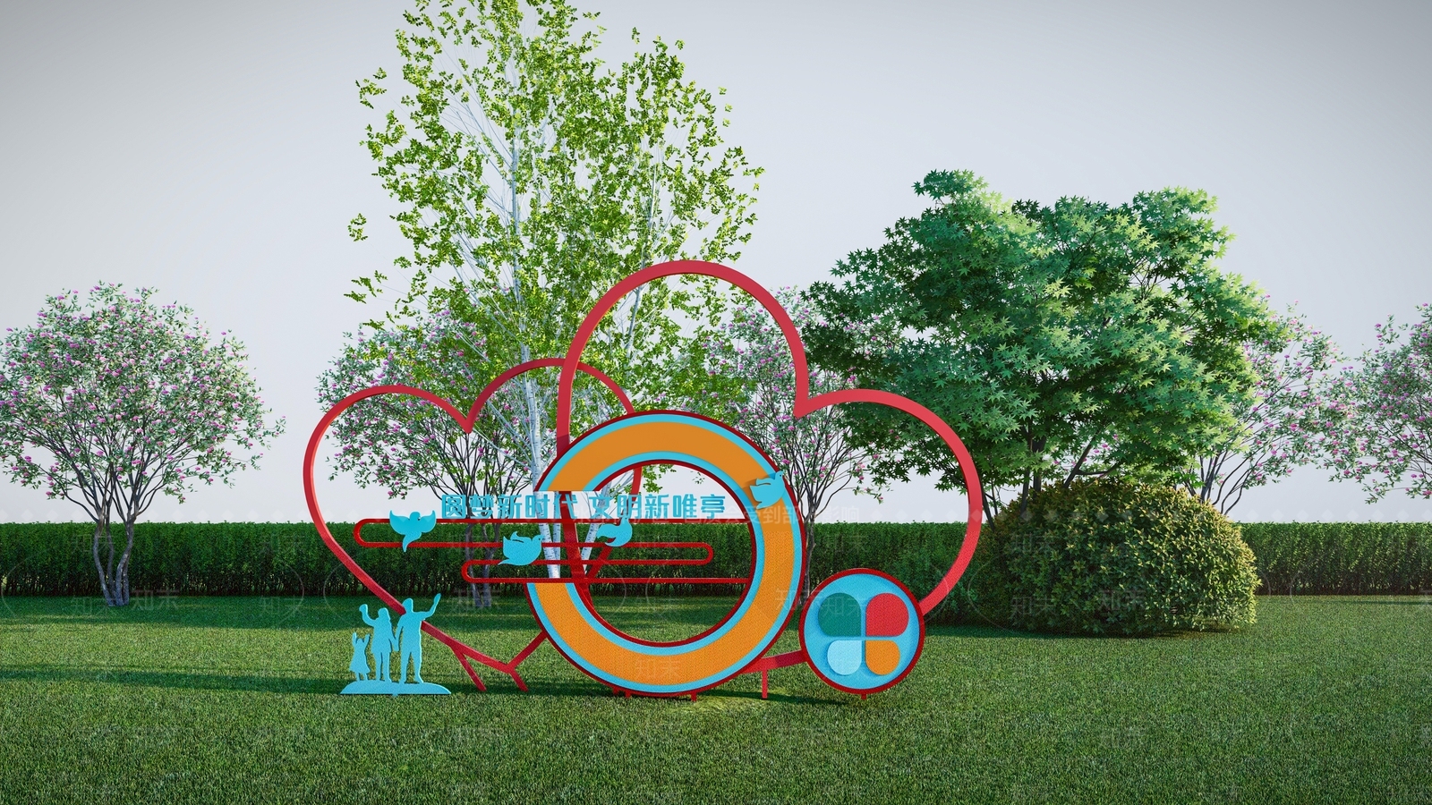 现代景观文化小品雕塑SU模型下载【ID:1135605560】