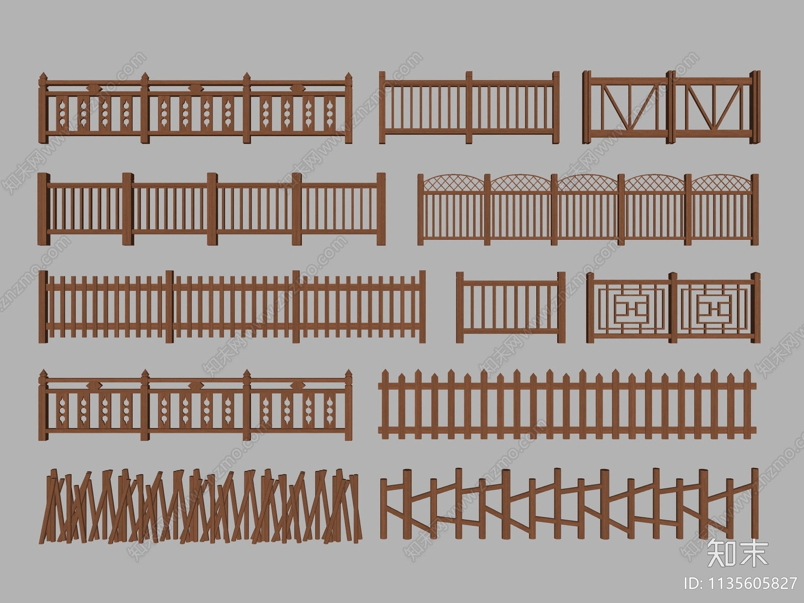 新中式栅栏SU模型下载【ID:1135605827】