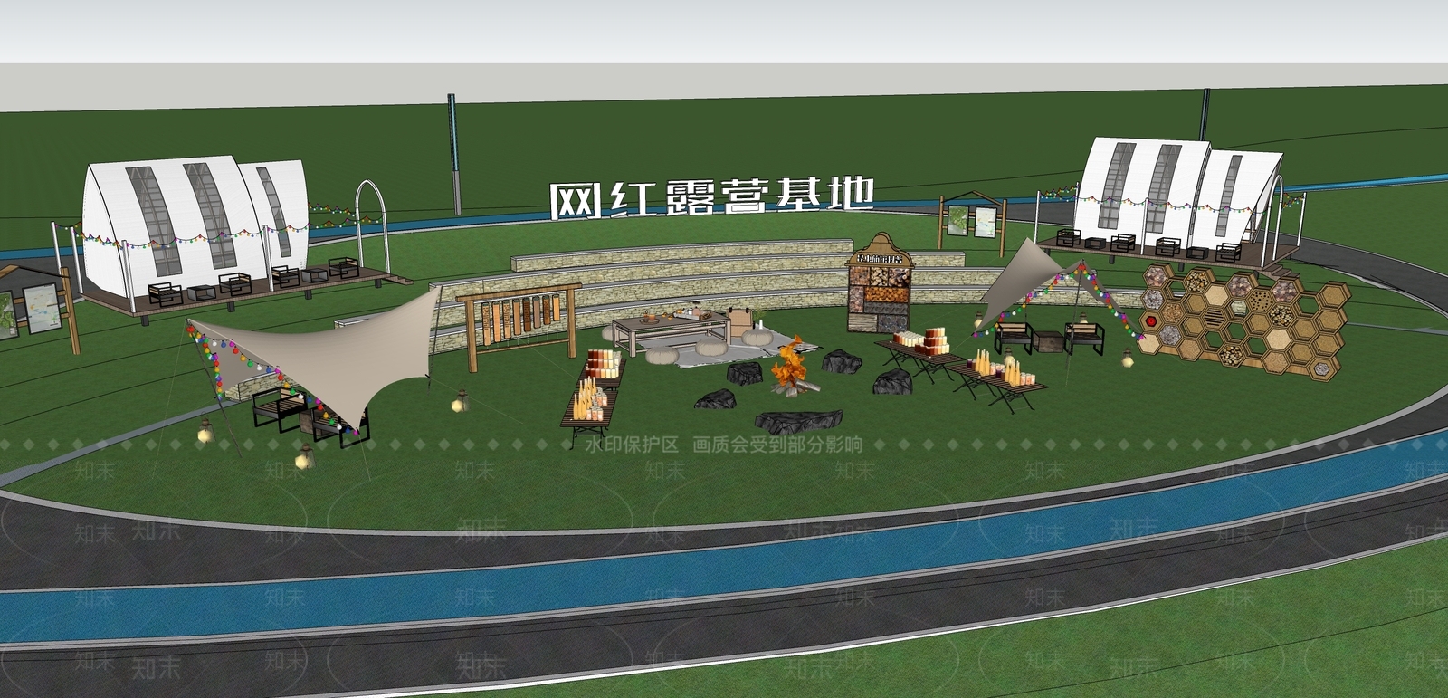 现代露营基地SU模型下载【ID:1135608471】