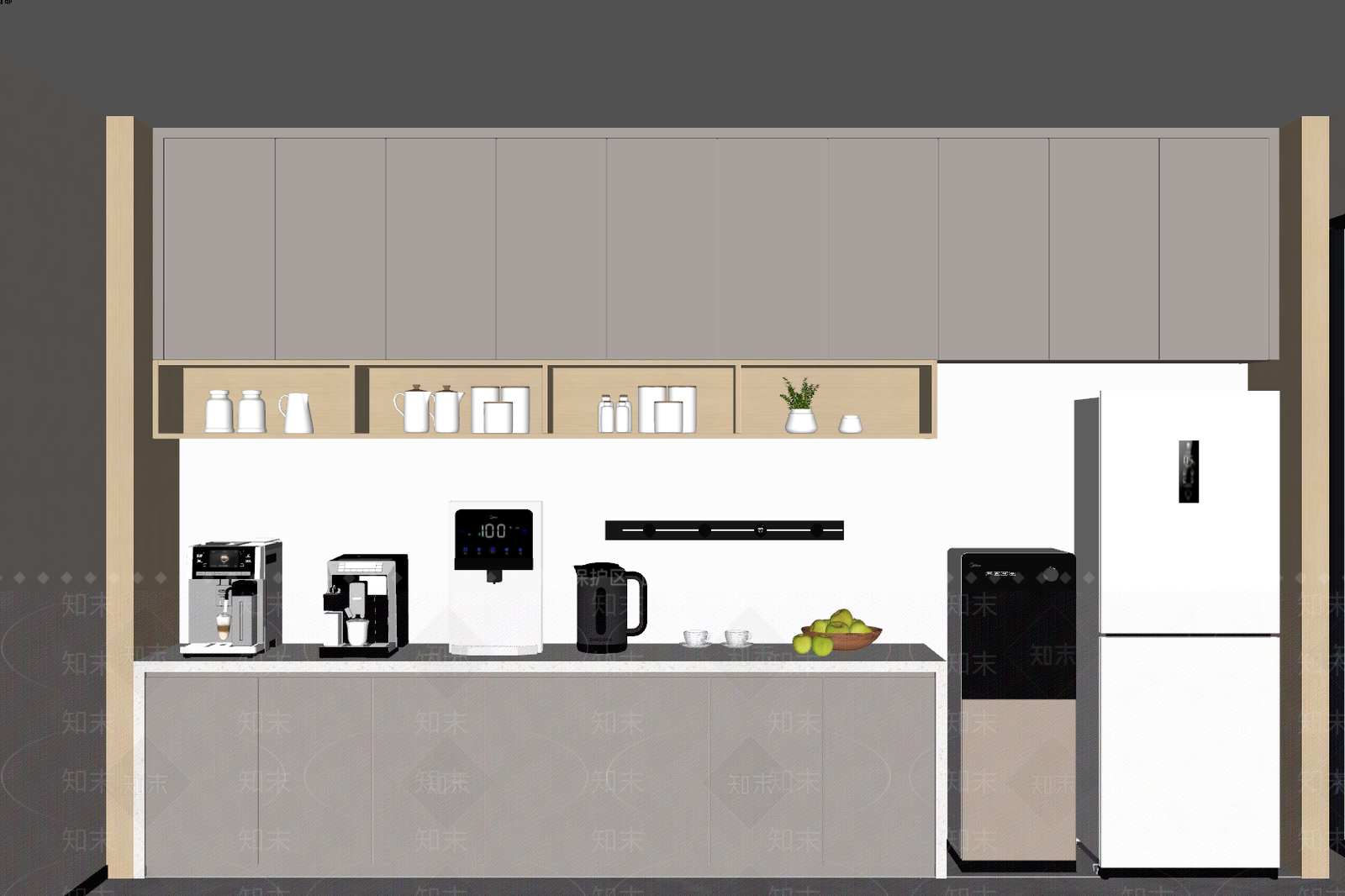 现代办公茶水间SU模型下载【ID:1135608669】
