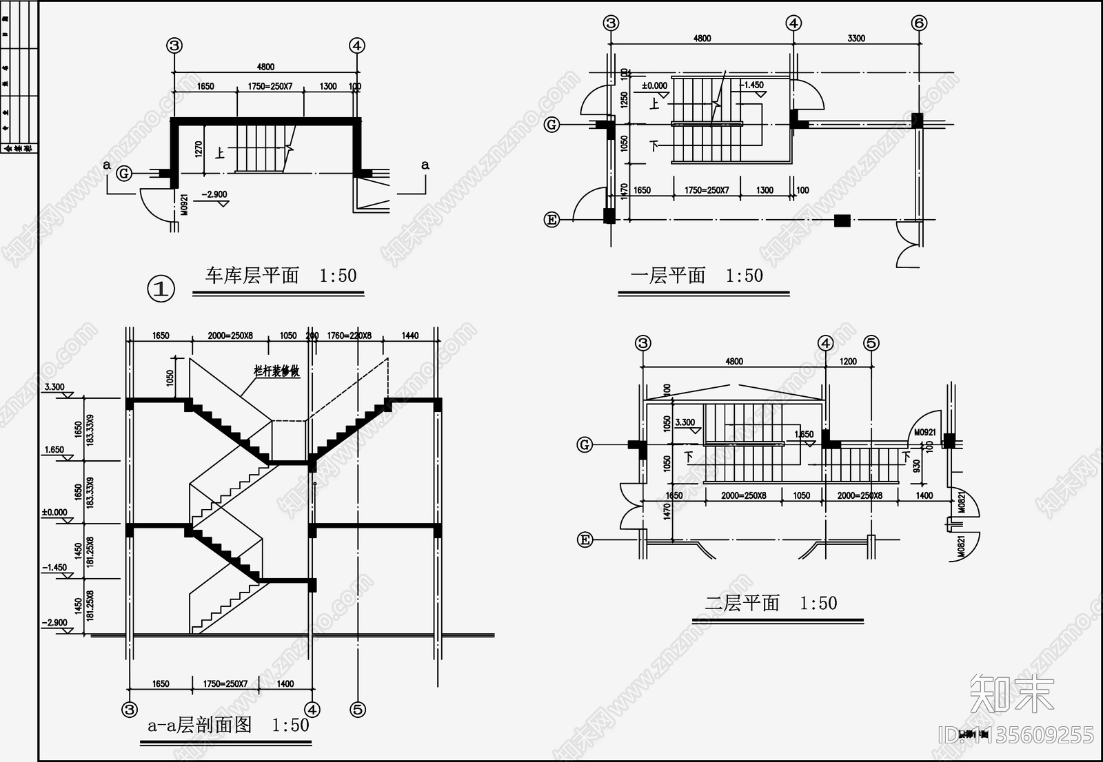 欧式简约别墅设计cad施工图下载【ID:1135609255】