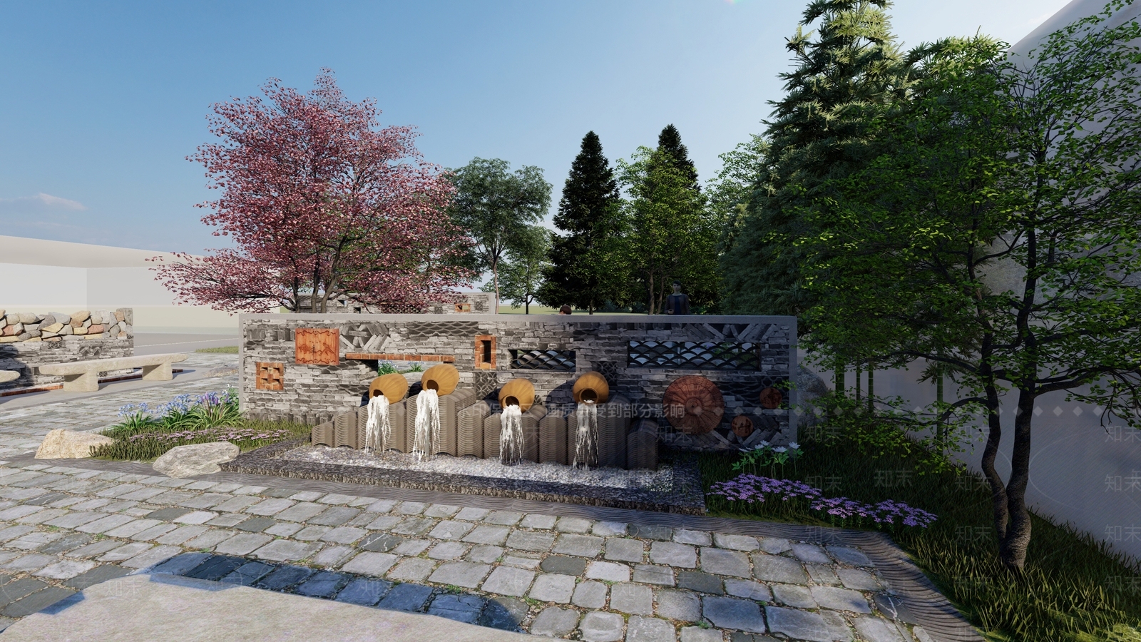 现代街角游园SU模型下载【ID:1135610797】