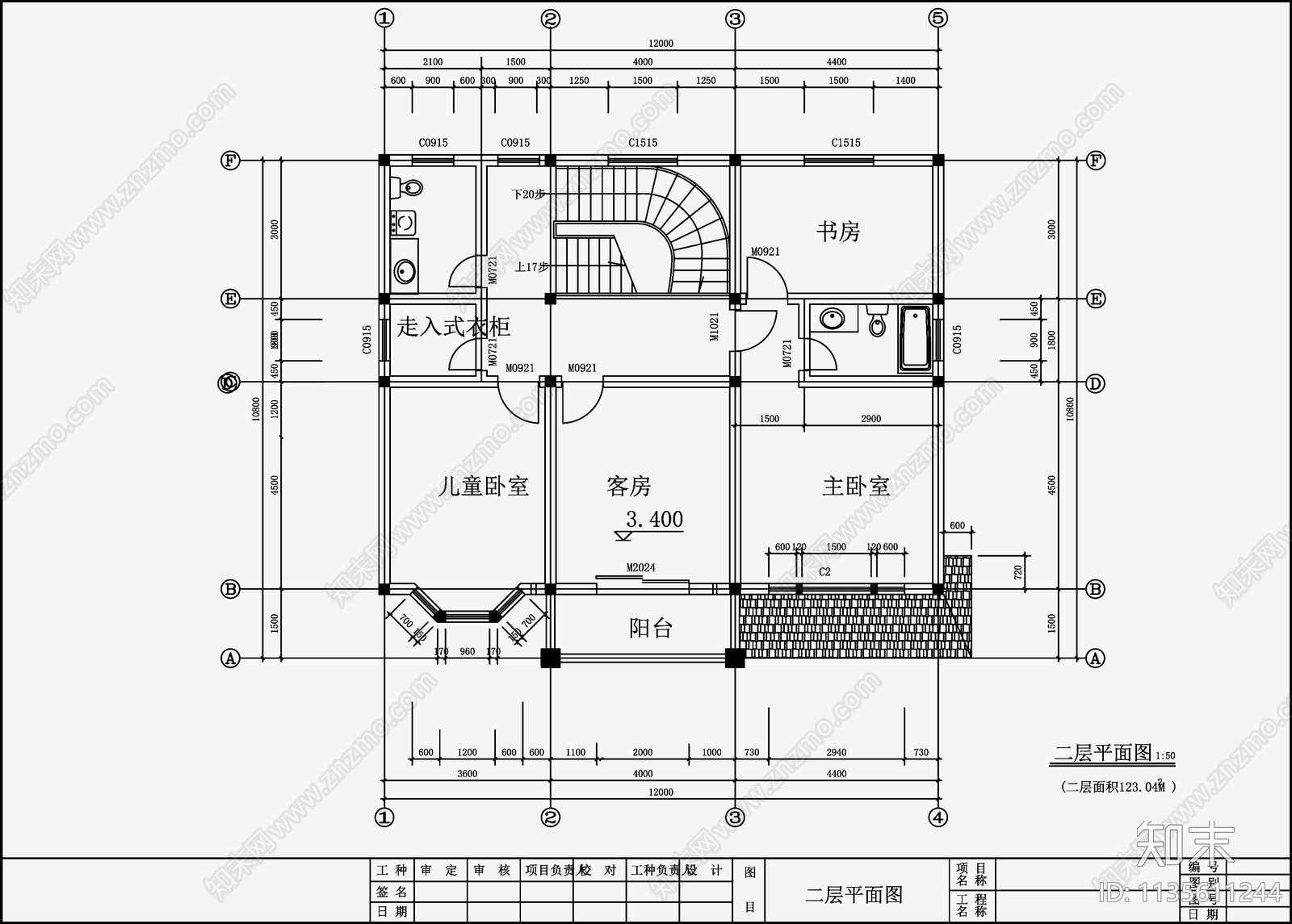 欧式简约别墅设计cad施工图下载【ID:1135611244】