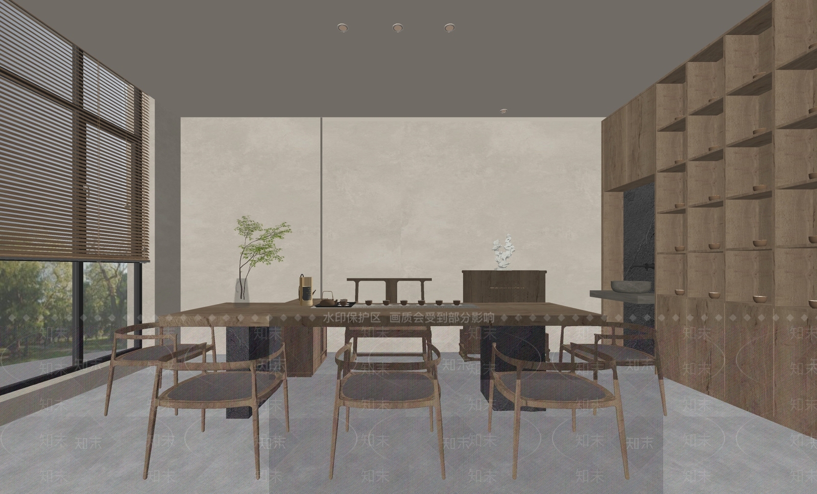 新中式茶室SU模型下载【ID:1135613595】