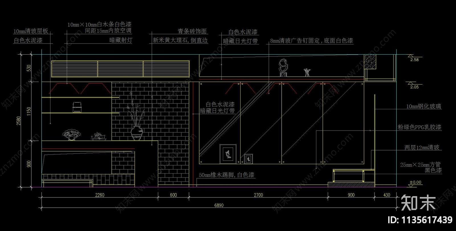 客厅背景墙立面施工图下载【ID:1135617439】