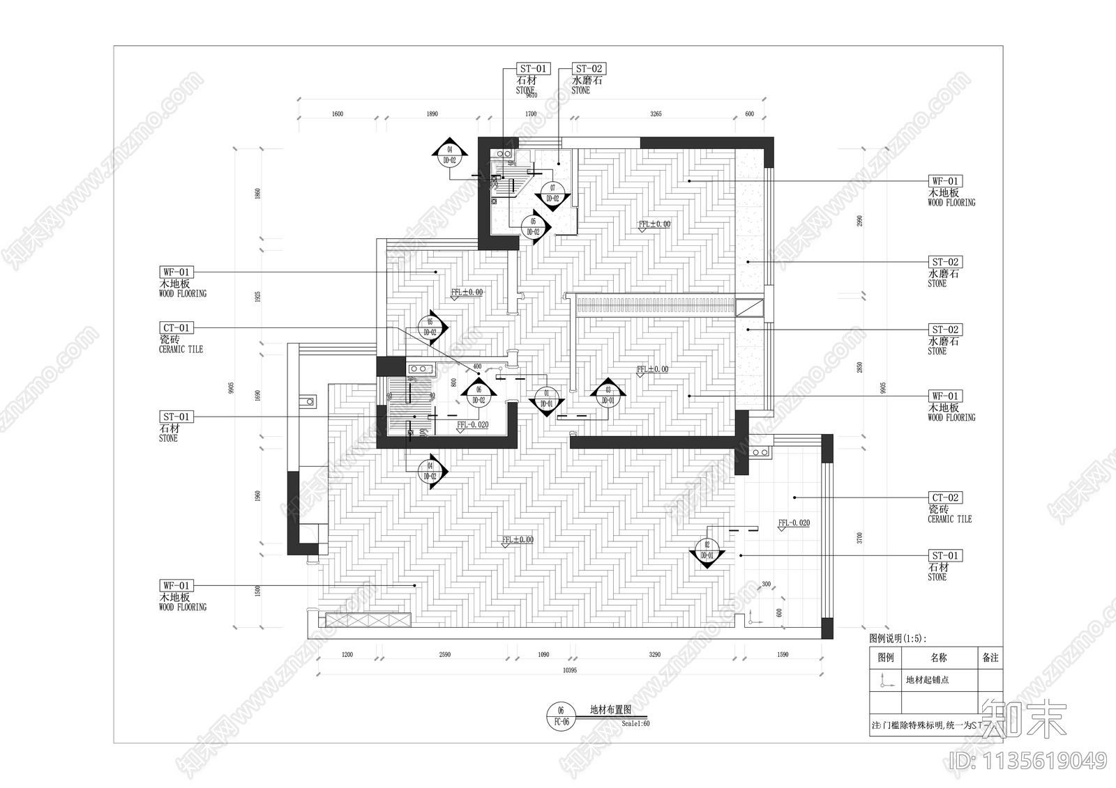 130平现代简约平层样板房cad施工图下载【ID:1135619049】