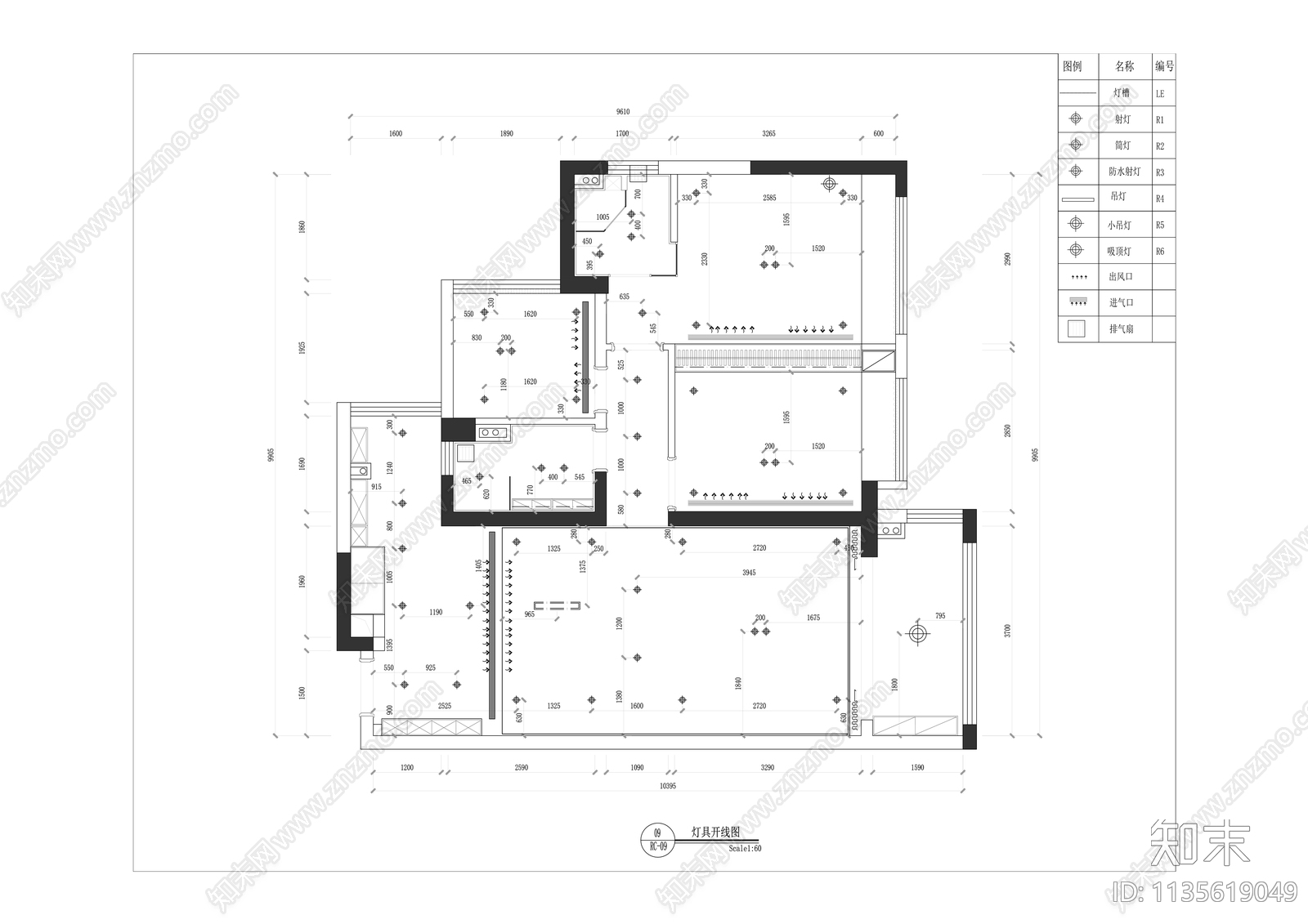 130平现代简约平层样板房cad施工图下载【ID:1135619049】