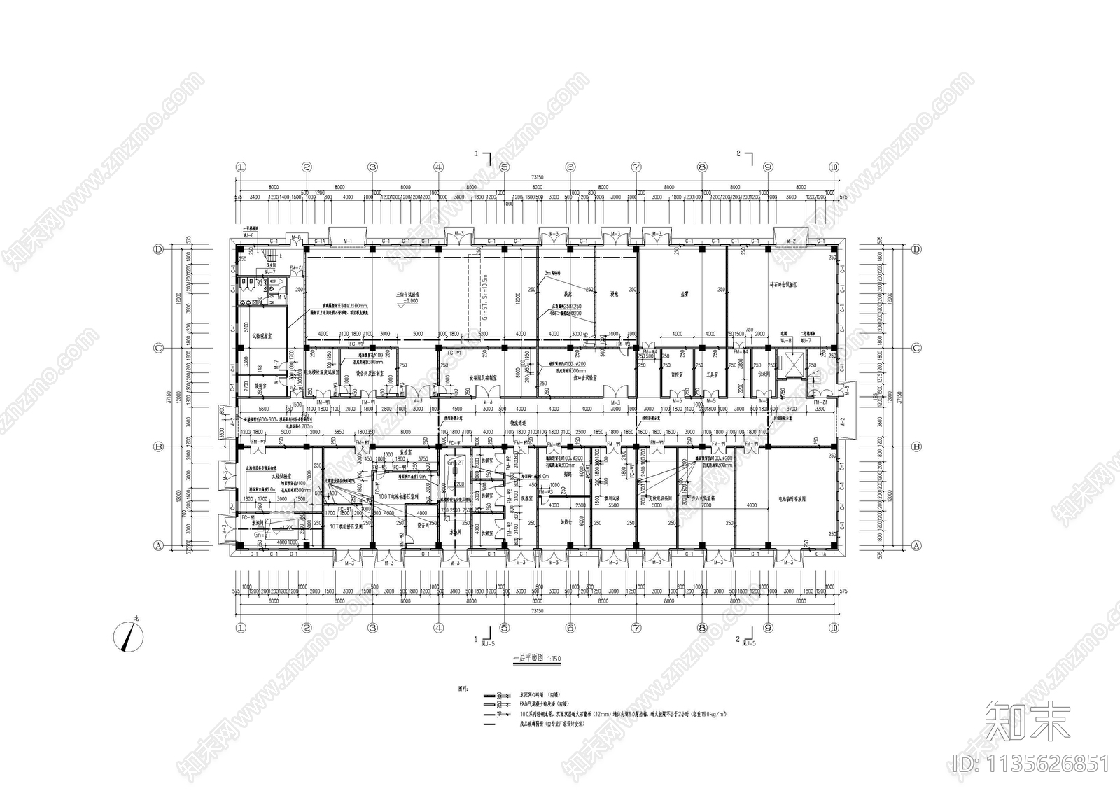 汽车工业厂房建筑cad施工图下载【ID:1135626851】