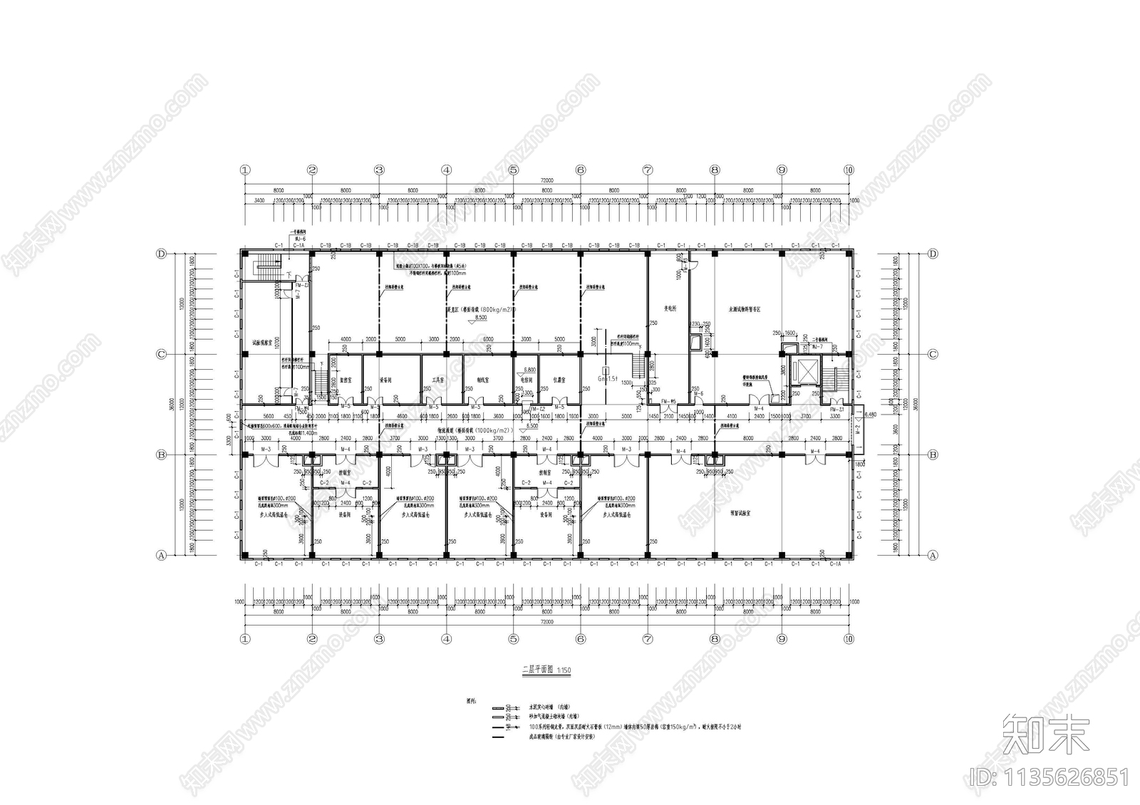 汽车工业厂房建筑cad施工图下载【ID:1135626851】