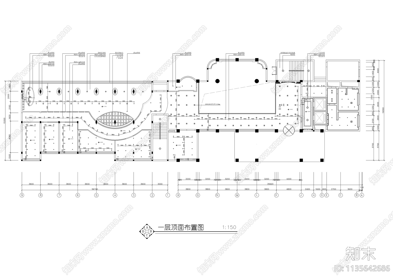 某酒店大堂装修图cad施工图下载【ID:1135642686】
