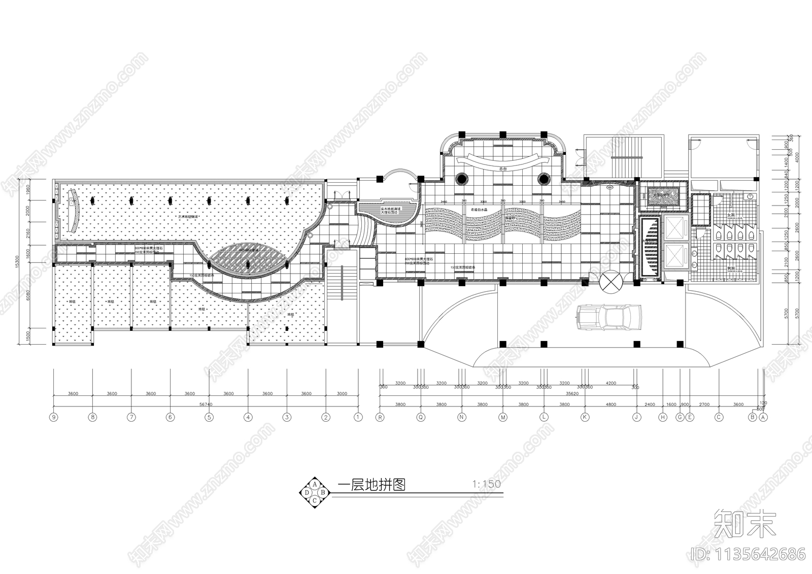 某酒店大堂装修图cad施工图下载【ID:1135642686】